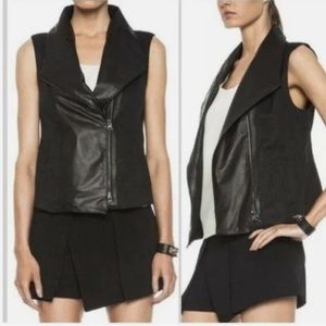 Vince leather zip vest black size L